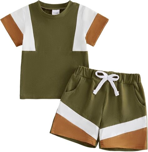 Kupretty Baby Boy Clothes Toddler Fishing Tee Shirt Shorts Set | 3 6 12 18 24 Months 2T 3T 4T Clothing Set Toddler Summer Outfit Fish T-Shirt Shorts Go Fishing with Daddy in Kuwait