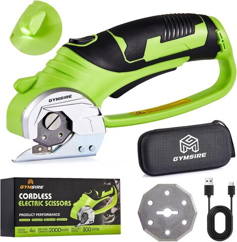 Cordless Electric Scissors 4V Rechargeable Rotary Cutter | Powerful Fabric, Cardboard & Carpet Cutting Tool | Electric Box Cutter For Crafting, Sewing & Diy Projects With Extra Blade & Storage Bag in Saudi Arabia