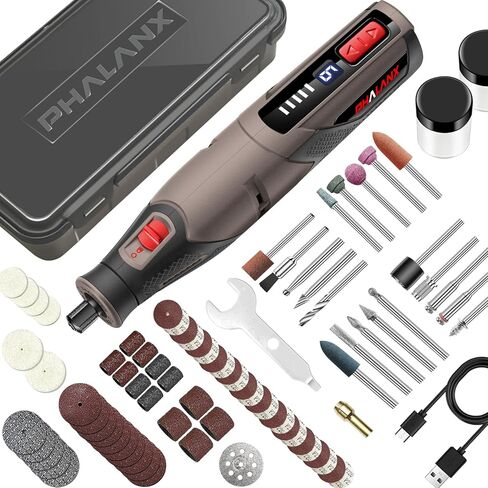 PHALANX Rotary Tool - 4V Cordless Rotary Tool Kit Accessories 80 PCS 2500mAh Battery, Preset 5 Speed Adjustment Grinder Tool for Cutting Sanding Carving Polishing Engraver DIY Crafts(R4-Standard) in Saudi Arabia