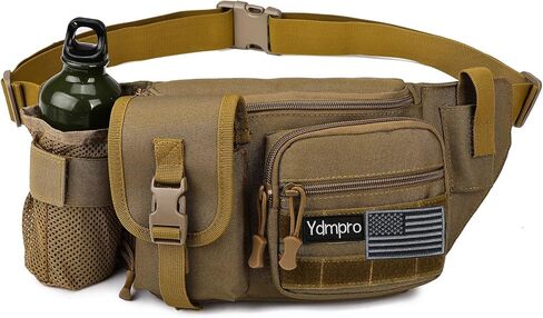 Tactical Fanny Pack，Military Waist Bag Hip Belt Bumbag Utility Bags for Fishing Hiking Hunting with Mesh Water Bottle Holder Pouch (Black) in Saudi Arabia
