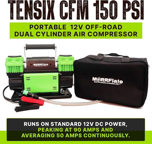TenSix 12V 150 PSI Portable Dual Cylinder Air Compressor 10.6 CFM + Quad+ 4 Tire Inflation & Deflation Hose Kit - Fits Up to 155" Wheelbase Digital Gauge - Complete Offroad Air Up & Down System in Saudi Arabia