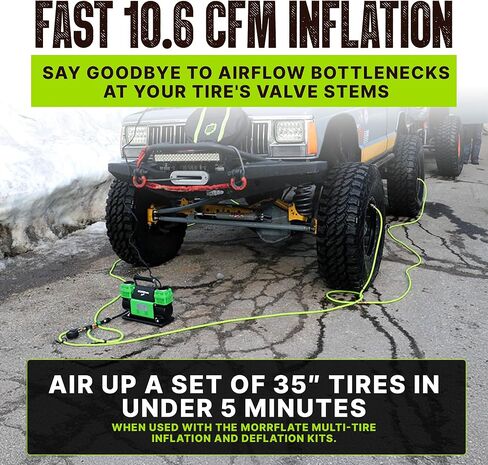 TenSix 12V 150 PSI Portable Dual Cylinder Air Compressor 10.6 CFM + Quad+ 4 Tire Inflation & Deflation Hose Kit - Fits Up to 155" Wheelbase Digital Gauge - Complete Offroad Air Up & Down System in Saudi Arabia