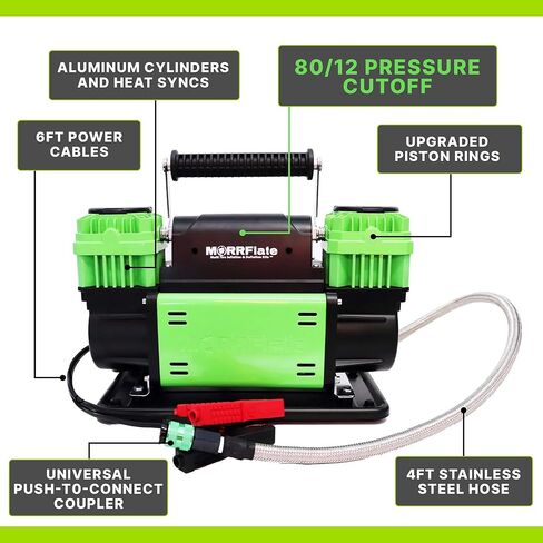TenSix 12V 150 PSI Portable Dual Cylinder Air Compressor 10.6 CFM + Quad+ 4 Tire Inflation & Deflation Hose Kit - Fits Up to 155" Wheelbase Digital Gauge - Complete Offroad Air Up & Down System in Saudi Arabia