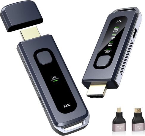 جهاز إرسال واستقبال HDMI لاسلكي مطور لعام 2026، نطاق مزدوج 5.8G+2.4G، بالإضافة إلى شاشة LED، إدخال وإخراج 4K، توصيل وتشغيل مجموعة الموسع مع زمن وصول منخفض للفيديو والصوت من الكمبيوتر/جهاز العرض/صندوق التلفزيون in Saudi Arabia