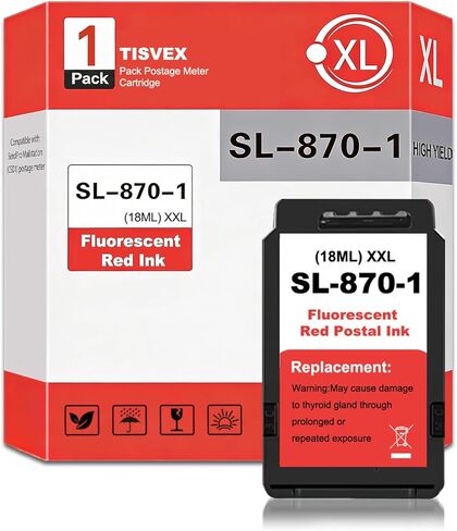 SL-870-1 XXL Fluorescent Red Ink Cartridge متوافق مع PB New Sendpro Mailstation Portage Meter (CSD1)-1 Pack (18ml) 18m in Saudi Arabia