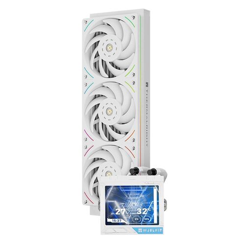 مبرد Thermalright Mjolnir Vision 360 UB PRO ARGB White CPU Aio Cooler، نظام تبريد مياه بمواصفات PC 360 مع مروحة مضمنة، شاشة LCD مقاس 3.5 بوصة بدقة 640x480، لـ AM4/AM5؛ Intel 1700/1851/115X/2011 in Saudi Arabia