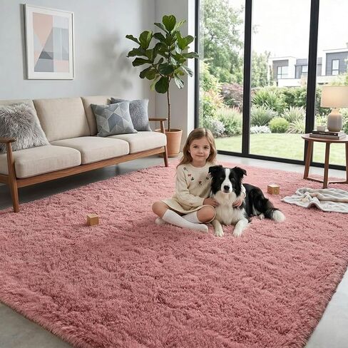 Soft Shag Black 3x5 Rugs for Bedroom, Carpets for Bedroom, Bedroom Rug, Fluffy Area Rug for Living Room College Dorm, Plush Shaggy Bedside Rug for Kids Room Nursery, Anti-Skid Fuzzy Rug in Kuwait