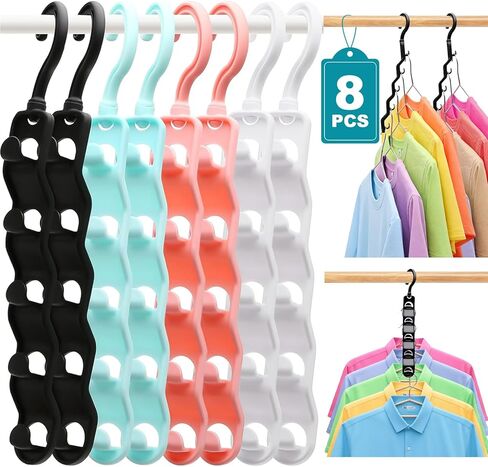 Closet Organizers and Storage,Upgraded Organization and Storage Clothes Hanger,8 Pack College Dorm Room Essentials,Sturdy Closet Organizer Home Essentials Space Saving Hangers for Thick Clothe in Kuwait