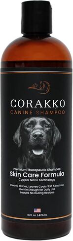 Corakko - شامبو الكلاب للحساسية والحكة - صيغة علاجية علاجية متميزة - تقنية النانو -كوببر - الظروف والتطهير تترك معطفًا مرطبًا وتغذيًا مع تألق صحي - 32 أوقية in Kuwait
