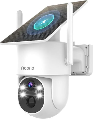 Noorio Solar Security Camera Wireless Outdoor, 2K Cameras for Home Security, 4MP 360° Camera with Dual Band WiFi 2.4/5G, AI Human Detection, Color Night Vision, Fixed Solar Panel, IP65, 2 Way Audio in Saudi Arabia