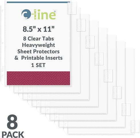حماة ورقة C-Line مع علامات تبويب الفهرس ، علامات تبويب Clear ، 2 "، 11 × 8.5 ، 8/مجموعة in Saudi Arabia