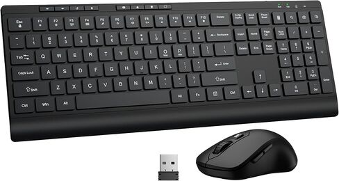Wireless Keyboard and Mouse Combo, Full Size Quiet Key Computer Keyboard and Cordless Mice with 3 DPI Adjustable, 2.4G Lag-Free, Long Battery Life, Compatible with Windows and Mac Systems in Saudi Arabia