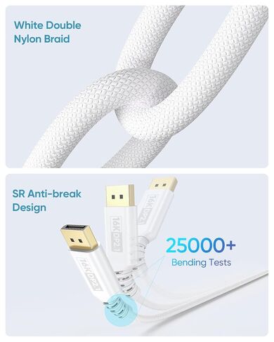 منفذ عرض 8K إلى كابل منفذ العرض 1.4، كابل Displayport 6FT (8K@60 هرتز، 4K@144 هرتز، 2K@165 هرتز، 1080P)، HDCP 2.2، 32.4 جيجابت في الثانية، HDR10 DP إلى DP سلك لشاشة الألعاب، الرسومات، الكمبيوتر الشخصي in Saudi Arabia