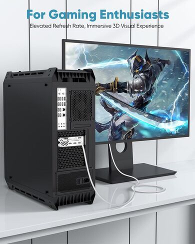 منفذ عرض 8K إلى كابل منفذ العرض 1.4، كابل Displayport 6FT (8K@60 هرتز، 4K@144 هرتز، 2K@165 هرتز، 1080P)، HDCP 2.2، 32.4 جيجابت في الثانية، HDR10 DP إلى DP سلك لشاشة الألعاب، الرسومات، الكمبيوتر الشخصي in Saudi Arabia