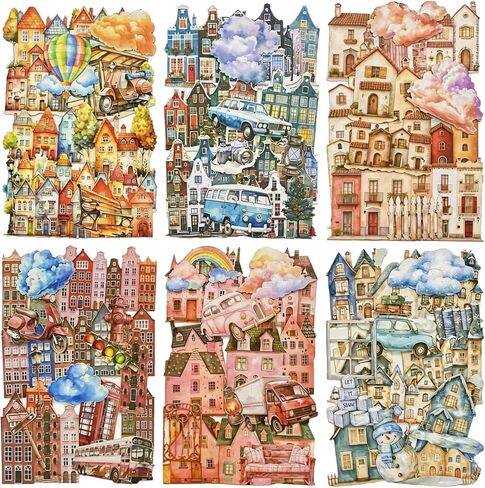 60pcs Secret in the Sistcase Series Paper Scrapbook Stickers ، Troue Guide Tour Landmark Stickers Kit for Scrapbooking ، Junk Journal ephemera ، DIY Crafts Journaling Supplies in Kuwait