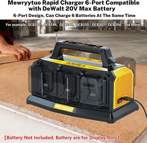 محطة شحن سريعة بـ 4 منافذ متوافقة مع بطارية Dewalt 12V MAX و20V MAX وFLEXVOLT 20V/60V MAX، 12 أمبير، محطة شحن سريعة متعددة البطاريات مع مخرجين USB in Kuwait