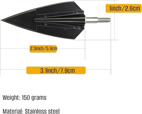 Archery Hunting 150 Grain Broadheads Screw-in Cutting Blade Arrow Tips for Recurve Bow and Compound Bow Crossbow-Compatible（12pcs） in Saudi Arabia