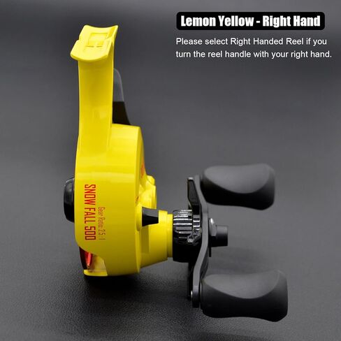 Snow Fall 500 Inline Ice Fishing Reel, 3+1 Ball Bearings and 2.5:1 Gear Ratio, Magnetic Drop Speed Control, Free Spool Release Trigger, CNC-Machined Aluminum Spool, Smooth Carbon Drag in Saudi Arabia