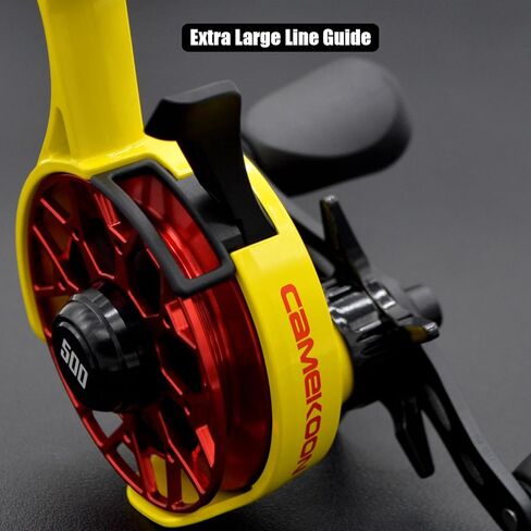 Snow Fall 500 Inline Ice Fishing Reel, 3+1 Ball Bearings and 2.5:1 Gear Ratio, Magnetic Drop Speed Control, Free Spool Release Trigger, CNC-Machined Aluminum Spool, Smooth Carbon Drag in Saudi Arabia