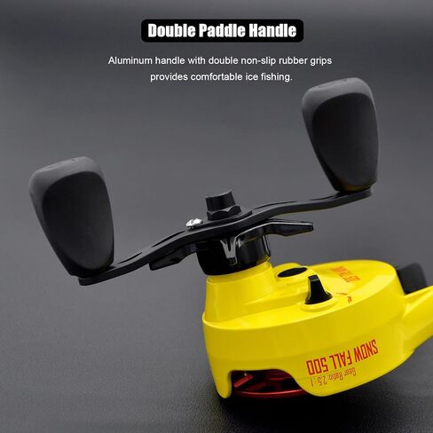 Snow Fall 500 Inline Ice Fishing Reel, 3+1 Ball Bearings and 2.5:1 Gear Ratio, Magnetic Drop Speed Control, Free Spool Release Trigger, CNC-Machined Aluminum Spool, Smooth Carbon Drag in Saudi Arabia