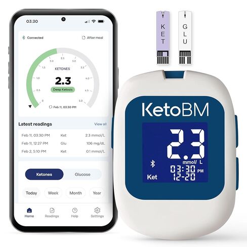 KetoBM Blood Ketone Meter Kit for Keto Diet Testing - Complete Ketone Test Kit with Ketone Monitor, Keto Strips, Lancing Device & Lancets For Unisex in Kuwait