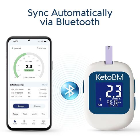 KetoBM Blood Ketone Meter Kit for Keto Diet Testing - Complete Ketone Test Kit with Ketone Monitor, Keto Strips, Lancing Device & Lancets For Unisex in Kuwait