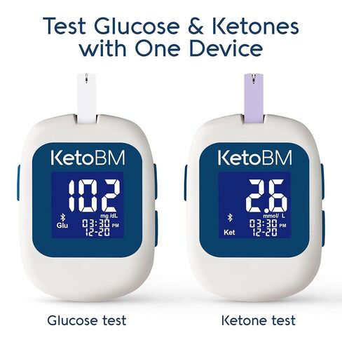 KetoBM Blood Ketone Meter Kit for Keto Diet Testing - Complete Ketone Test Kit with Ketone Monitor, Keto Strips, Lancing Device & Lancets For Unisex in Kuwait