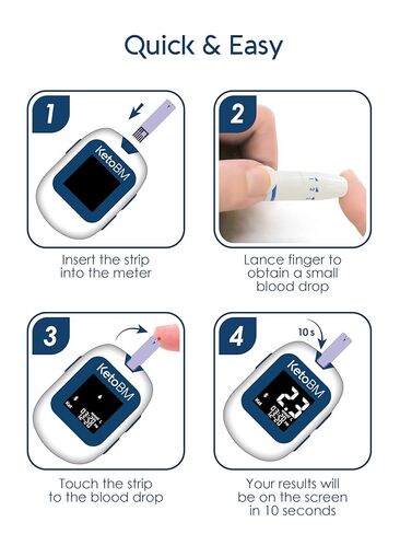 KetoBM Blood Ketone Meter Kit for Keto Diet Testing - Complete Ketone Test Kit with Ketone Monitor, Keto Strips, Lancing Device & Lancets For Unisex in Kuwait