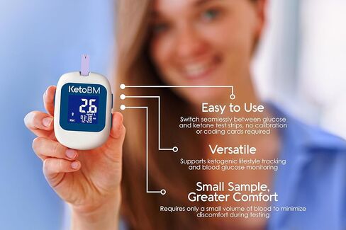 KetoBM Blood Ketone Meter Kit for Keto Diet Testing - Complete Ketone Test Kit with Ketone Monitor, Keto Strips, Lancing Device & Lancets For Unisex in Kuwait