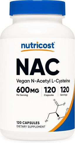 Nutricost N-Acetyl L-Cysteine ​​(NAC) 600 مجم، 120 كبسولة نباتية - غير معدلة وراثيًا، خالية من الغلوتين، كبسولات نباتية in Kuwait