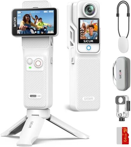SJCAM C400 3IN1 Vlogging Creators Combo (64GB),4K Pocket Cam,Detachable Design,7H Power,6-Axis Stabilization Vlog Camera,2.29'' Touch Screen,Waterproof Body Cam,Vlogging Camera for YouTube Streaming in Saudi Arabia