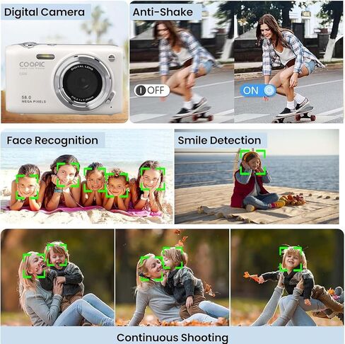 C600 White HD Digital Camera with 32GB TF Card, 58MP, 4K Video, Ideal for Travel, Vlogging, and Creative Photography in Saudi Arabia