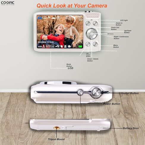 C600 White HD Digital Camera with 32GB TF Card, 58MP, 4K Video, Ideal for Travel, Vlogging, and Creative Photography in Saudi Arabia