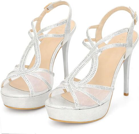 Perphy Strappy Platform Heel Stiletto High Heel Sparkly Rhinestone Sandals Dressy Shoes for Women in Saudi Arabia