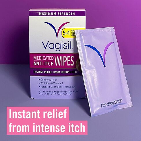 Vagisil 2-in-1 Leak Rescue Intimate Feminine Wipes for Women, Gynecologist Tested & Hypoallergenic, 12 ct (Pack of 3) in Saudi Arabia