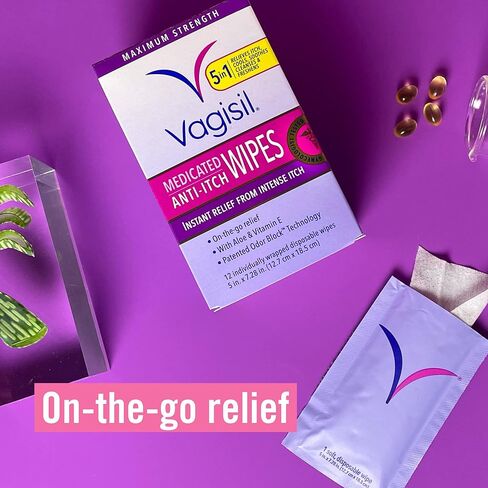 Vagisil 2-in-1 Leak Rescue Intimate Feminine Wipes for Women, Gynecologist Tested & Hypoallergenic, 12 ct (Pack of 3) in Saudi Arabia