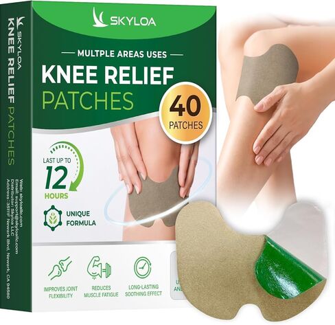 Skyloa Knee Relief Patches, Knee Patches, Heat Patches for Joint Back Shoulder Neck, Herbal Patches for Knee, Wormwood Extract Sticker for Knee, Long Lasting Relief for Muscle, Up to 12 Hrs | 40 Count in Saudi Arabia