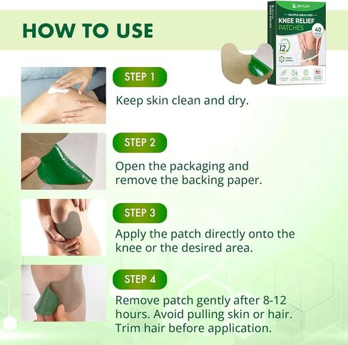 Skyloa Knee Relief Patches, Knee Patches, Heat Patches for Joint Back Shoulder Neck, Herbal Patches for Knee, Wormwood Extract Sticker for Knee, Long Lasting Relief for Muscle, Up to 12 Hrs | 40 Count in Saudi Arabia