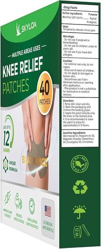 Skyloa Knee Relief Patches, Knee Patches, Heat Patches for Joint Back Shoulder Neck, Herbal Patches for Knee, Wormwood Extract Sticker for Knee, Long Lasting Relief for Muscle, Up to 12 Hrs | 40 Count in Saudi Arabia