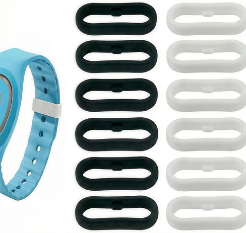 Brio Supply 12 Pack Band Keeper Compatible with Disney MagicBand 2.0 & Plus, Silicone Fastener Rings Security Loop Holder, Magic Band Locks Clips Accessories for Smart Watch Strap (Black & White) in Saudi Arabia