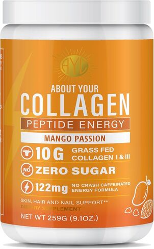 Peptide Energy Collagen Powder Hair, Nail, Skin, Type I & III,Caffeine for Energy, Vitamin C, Biotin, Hyaluronic Acid, Zero Sugar – 8.92 oz (Blue Raspberry) in Saudi Arabia