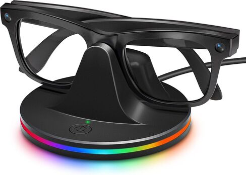 قاعدة شحن لنظارات Meta Ray-Ban، حامل شحن متوافق مع Wayfarer وSkyler وHeadliner وOakley Meta HSTN، مع ضوء RGB بـ 7 ألوان وكابل USB-C، رمادي فلكي in Saudi Arabia