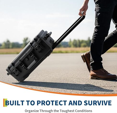 Protective Case,Heavy Duty Protective Dry Box Case with Padded Dividers and Wheels,Waterproof Travel Camera Case Dustproof and Impact Resistant,22" x 14" x 9",for Travel, Hunt in Saudi Arabia