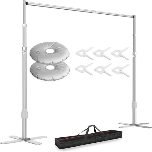 EMART Backdrop Stand Heavy Duty 8.9 x 10ft Adjustable Pipe and Drape Kit | Photography Backdrop Stand for Wedding Birthday Party Banquet Decorations with Adjustable Pipe and Drape Photo in Saudi Arabia