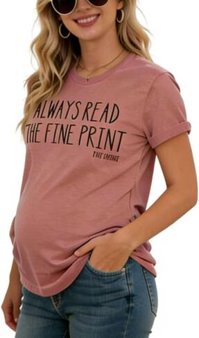 Always Read The Fine Print I'm Pregnancy T-Shirt Women Funny Maternity Shirt Casual Letter Print Graphic Tee Tops in Saudi Arabia