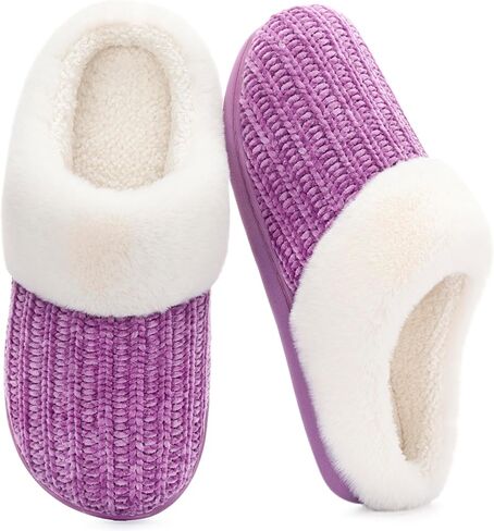 RockDove Women's Plushloom Warm Chenille Knit Cute House Slipper with Sherpa Fleece Lining Memory Foam Cushion and Non Slip Sole in Saudi Arabia