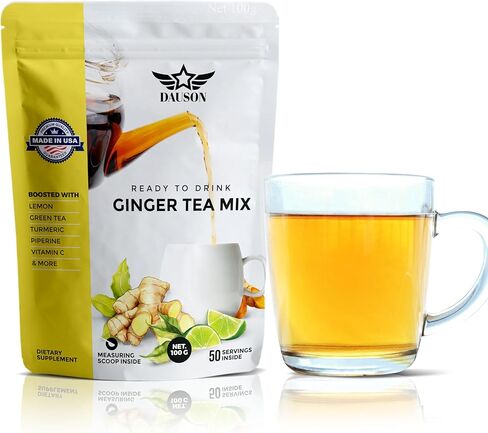 Vitalute Ginger Turmeric Powder - Ginger Turmeric Supplement Fortified with Orange, Curcumin, Vitamin C, Vitamin D, Zinc. 100g/100 Shots of Ginger Juice, Turmeric Juice for Joint, Gut, Keto, Immunity in Saudi Arabia