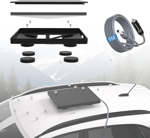 Starlink Mini Mount, With Protective Cover & 5m Car Charger, Starlink Mini Car Mount Full Enclosure Magnetic Vehicle Mount, Hail & UV Resistant with Cooling Vents, for Car, Truck, RV, SUV, Boat,black in Saudi Arabia