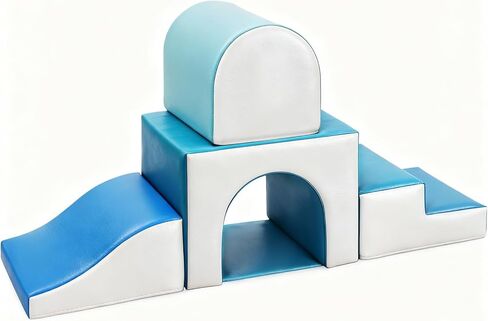 Sumbababy Foam Climbing Blocks for Toddlers: with a Tunnel - 4 PCS Foam Blocks - Kids Indoor Climbers Play Structures Play Gym Soft Climber with Slide and Stair Soft Playground Green in Saudi Arabia