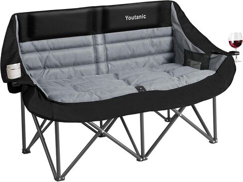 Heated Camping Chair, 3 Heat Levels Oversized Padded Lawn Chair with Side Pockets and Cup Holder, Outdoor Heating Folding Camp Chair for Adults, Fishing, Sports, Picnic, up to 500lbs, Style 1 in Saudi Arabia
